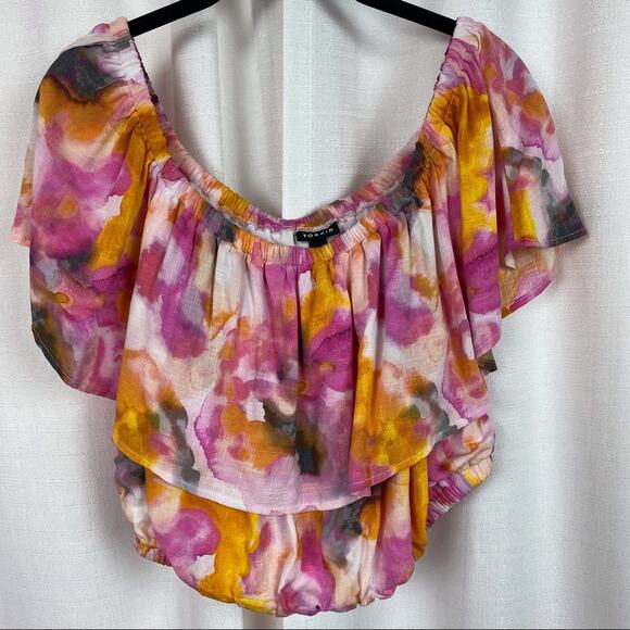 Torrid Pink&Orange Watercolor Tie Dye Skirt&Crop Set Sz.1 NWT - Picture 5 of 16